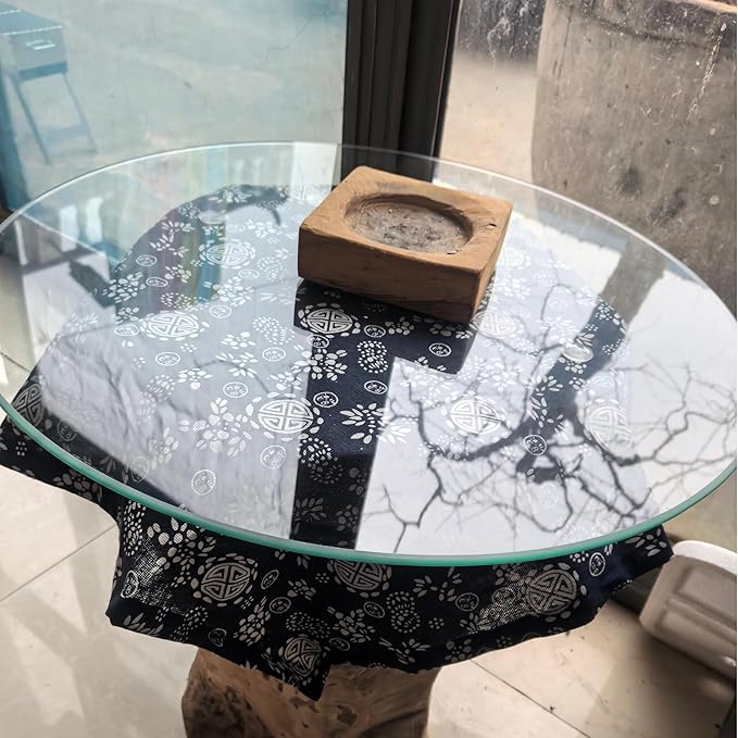 48" Round Tempered Glass Table Top, Clear Surface Flat Polished Edge for Furniture Protection Patio Dining Coffee End Tables (48 inch)