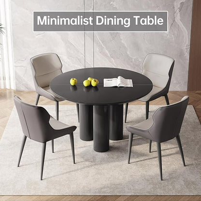 Guyii 46.06" Black Dining Table, Modern Round Kitchen Table, Indoor End Table for Kitchen, Bar, Living Room, Small Space, Easy Assembly, Table Only