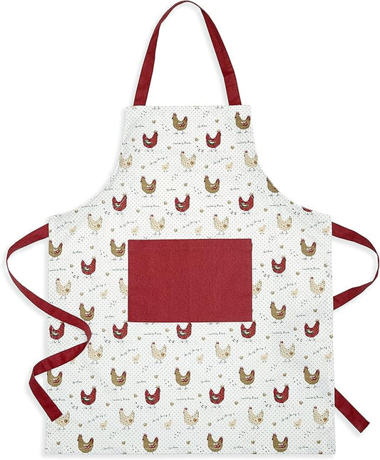 Cackleberry Home Farmhouse Chicken Cotton Bib Apron Pocket Adjustable Strap