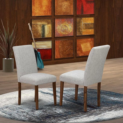 East West Furniture ABPNT35 Abbott Classic Parson Chairs - Doeskin Linen Fabric Padded Dining Chairs, Set of 2, Natural