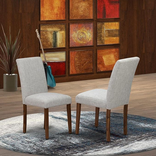 East West Furniture ABPNT35 Abbott Classic Parson Chairs - Doeskin Linen Fabric Padded Dining Chairs, Set of 2, Natural