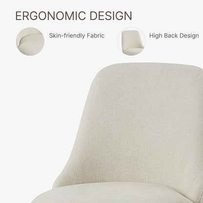 KISLOT Swivel Dining Chairs Set of 2, Upholstered Mid Century Modern Deskchair with High Back, Linen Fabric Kitchen Chairs for Dining Room, Bedroom, Dressing Room, Linen