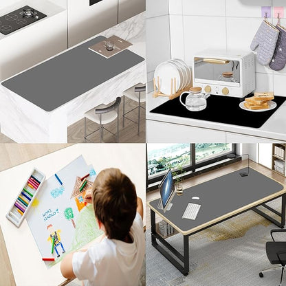 24"x32"(60cmx80cm) Silicone Mat for Kitchen Counter, Heat Resistant Non-Slip Countertop Protector, Waterproof Silicone Craft Mat for Kitchen Island, Light Gray
