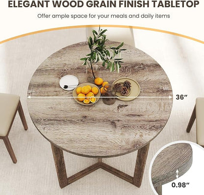 Giantex 36" Round Dining Table for 4, Kitchen Table with Wing-Shaped Base, Wood Grain Tabletop, 220Lbs Capacity, Coffee Tables for Dinette, Dinner, Dining Room, Living Room, Restaurant (Oak)