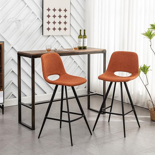 stools Adjustable Height Simple Assembly Metal 360 Degree Swivel Chairs of 2 for Dining Room Kitchen Island, Pub, (Orange 18.5" W x 20" D x 40.75" H)