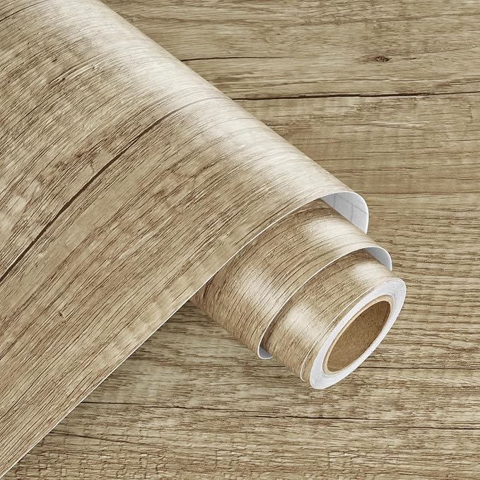 WESTICK 24" x 120" Wood Grain Contact Paper for Countertops Self Adhesive Wooden Wallpaper Peel and Stick Waterproof Wood Contact Paper Removable Wooden Look Wallpaper for Cabinets Tables Desk Vinyl