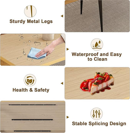 Dining Table, Wooden Tabletop & Rust-Resistant Iron Legs, Rectangular Kitchen Table for 6-8 People, Rustic Industrial Design for Dining Room, Patio (63 in Only Table)