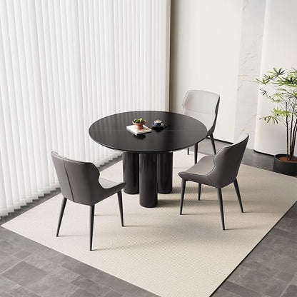 Guyii 46.06" Black Dining Table, Modern Round Kitchen Table, Indoor End Table for Kitchen, Bar, Living Room, Small Space, Easy Assembly, Table Only