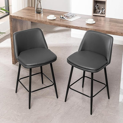 Modern Dining Chairs,Set of 2,Sturdy and Stylish,Simple Natural Design,Swivel Bar Stools with Back,Versatile Use in Kitchen Island Pub,Applicable to Front Porch,Garden,Patio,Reception Room,Darkgrey-P
