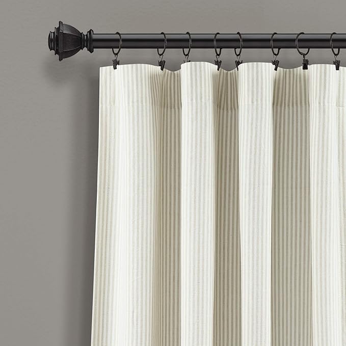 Lush Decor Vintage Stripe Yarn Dyed Cotton Window Curtain Panel Pair, 95" x 40", Neutral (Pack of 4)