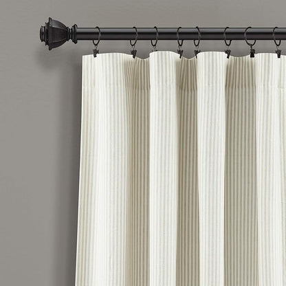 Lush Decor Vintage Stripe Yarn Dyed Cotton Window Curtain Panel Pair, 95" x 40", Neutral (Pack of 4)