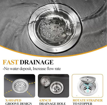 Black Kitchen Sink, Drop In Stainless Steel 30x22x8 Inch Topmount Single Bowl Bar Sink With Accessories-Stainless Grid,Strainer Basket,Soap Dispenser,Drain Assembly Set For Modern&Classic Kitchen