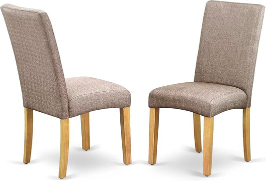 East West Furniture DRP4T16 Driscol Parson Kitchen Chairs - Dark Khaki Linen Fabric Upholstered Dining Chairs, Set of 2, Oak