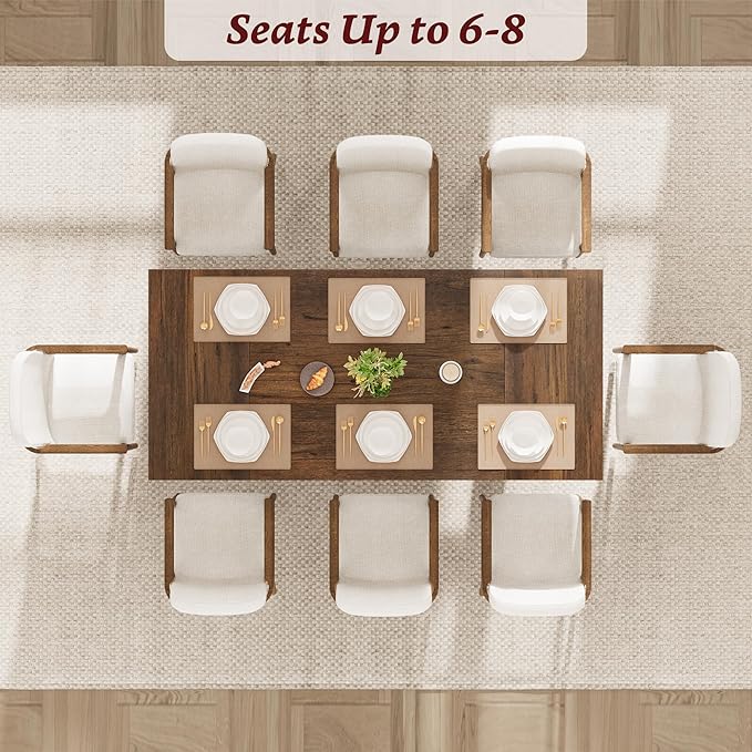 GAOMON 71.1 Inch Dining Table for 6-8 People, Farmhouse Rectangle Kitchen Table, Large Wooden Dinner Table with Thicken Tabletop and Sturdy Legs, Kitchen and Dining Room Furniture, Walnut