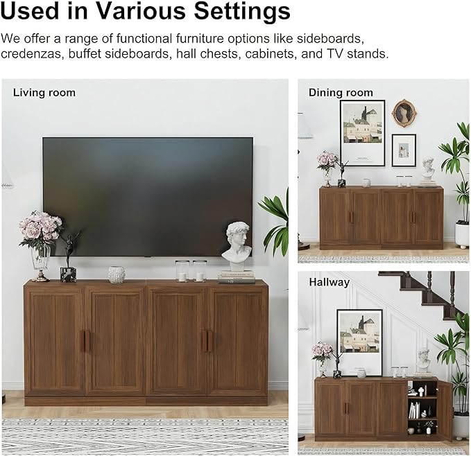 Casaphoria Adam Sideboard Buffet Cabinet with Storage, Sideboard Cabinet with Wooden Doors & Adjustable Shelves, 31" W x 31" H Coffee Bar for Entryway Kitchen Living Room, Walnut