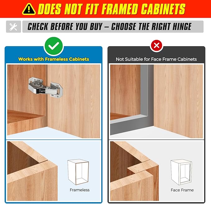 Ravinte 50 Pack Soft Close Hidden Hinges Surface Mount Kitchen Cabinet Hinges, No Pre-drilled Heavy Duty for Kitchen Cabinet Cupboard Door