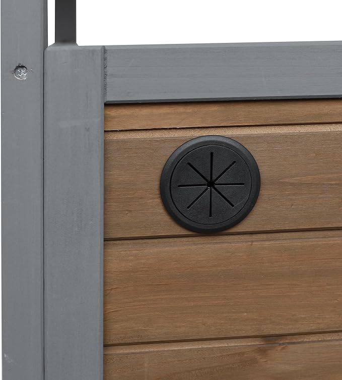 JIJIWANG 60.6" Mobile Kitchen Storage Island with Storage Cabinet and Towel Rack, Foldable Outdoor Kitchen Island with Stainless Steel Top and Lockable Wheels for Patio and Outdoor Espresso+Grey