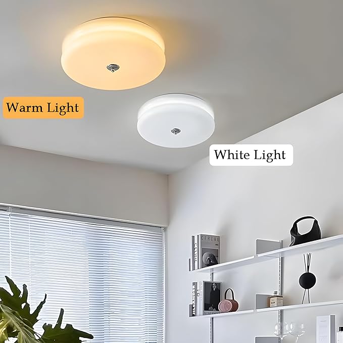 Bofea-Modern Glass Flush Mount Ceiling Light Milk Glass Schoolhouse Lights Fixtures LED Flush Mount Light for Bathroom Chrome Hallway Lamp Round Ceiling Lights for Bedroom Kitchen