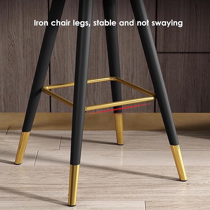 360° s, Leather Upholstered Counter Stools with Back and Footrest, Chairs for Home, Kitchen Island, Dining Room,Light Grey1+Dark Grey1-65CM