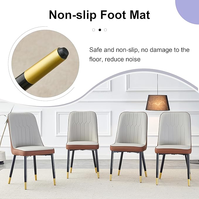 Extendable Round Dining Table Set with 4 Chairs, Telescopic MDF Table with Light Gray and Brown PU Cushion Seats, Adjustable for Different Size Gatherings in Kitchen and Dining Room