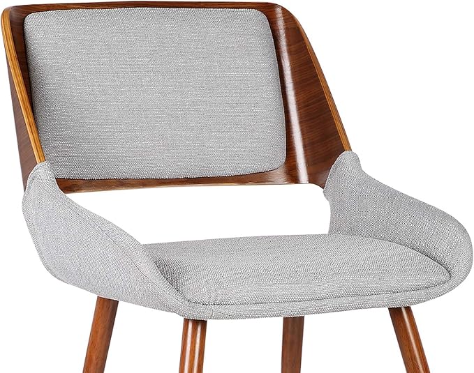 Armen Living Panda Mid-Century Dining Chair Walnut Finish and Gray Fabric