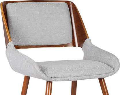 Armen Living Panda Mid-Century Dining Chair Walnut Finish and Gray Fabric