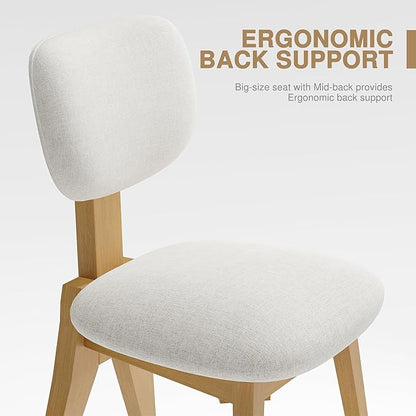 Casaphoria Set of 2 Dining Chairs, Modern Wooden Legs Side Chairs with Cushion, Compact Kitchen Chairs for Dining Table, Living Room, Reception, Easy Assembly Natural Finish