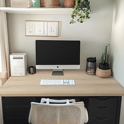 Kaboon 48x18 inches Tabletop, Solid One-Piece Desktop for Sit Stand Desk, Double Desks, L Desk DIY,Wood Countertop Home or Commercial Use,1 inch Thick, Light Oak