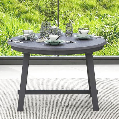 57" Extendable Island Table, Rustic Dining Table with Solid Wood Legs, Mid Century Dining Tables with MDF Top for Family Gatherings, Gray