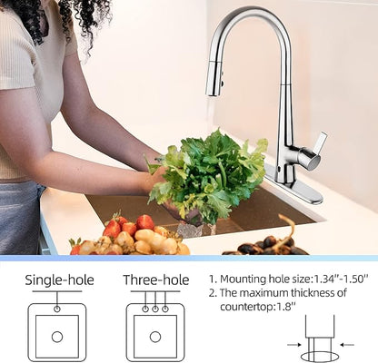 E8305xxxxx Touchless Faucets with Pull Down Sprayer, Motion Sensor Activated, 360 Degree Swivel, Brass Finish, 1.34-1.50 Inch Hole Diameter