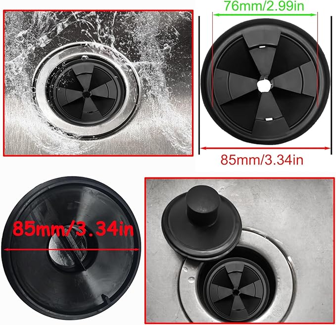 Garbage Disposal Flange Kit and Stopper for InSinkErator,3 Bolt Mount Stainless Steel Kitchen Sink Flange Parts with Stopper Compatible with InSinkErator Models Garbage Disposal(114mm)