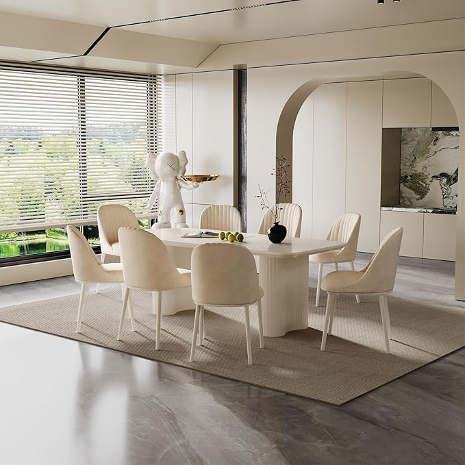 Dining Table Set for 8, Modern Kitchen Table with 8 Chairs, Dining Room Table Set for Kitchen,Dining Room,Home & Office (70.86" White Table with 8 Chairs)