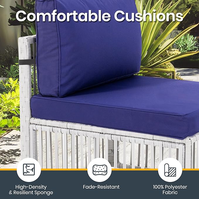 Pamapic 7-Piece Outdoor Sectional Set, Large Wicker Patio Furniture Set with Coffee Table and Washable Cushions Covers, All-Weather Patio Sofa Conversation Set for Backyard, Poolside, Garden