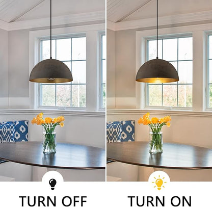 11.8" Farmhouse Pendant Light,Black with Brown Grain Industrial Dome Chandelier,Adjustable Vintage Pendant Lights Kitchen Island for Dining Room,Bedroom,Hallway