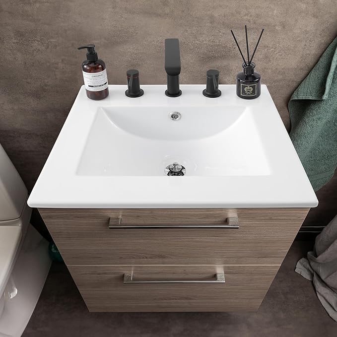 JONATHAN Y SNK1000A Ancillary 3-Hole 20 in. W x 18.25 in. D Classic Contemporary Rectangular Ceramic Single Sink Basin Vanity Top, White