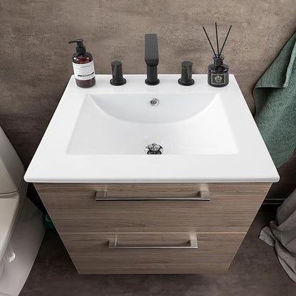 JONATHAN Y SNK1000A Ancillary 3-Hole 20 in. W x 18.25 in. D Classic Contemporary Rectangular Ceramic Single Sink Basin Vanity Top, White