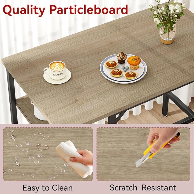 IBUYKE 40”H Bar Table with 3 Storage Shelves, High Dining Table for Kitchen, Counter Table, Industrial Standing Computer Desk UTMJ054Y