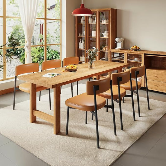 Dining Chair Set of 6 Upholstered Chairs for Kitchen Dining Room Mid Century Modern Table Chairs for Waiting Living Room, Brown