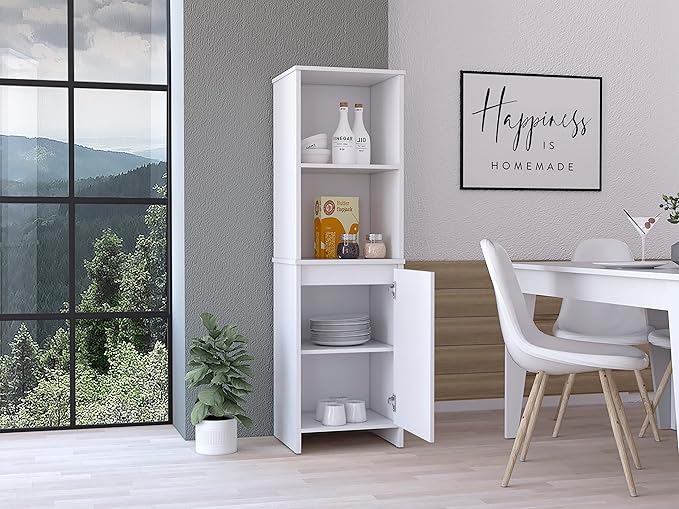 Modern Kitchen Pantry, White Storage Cabinet with 1-Shelf, Easy to Maintain, for Dining Room