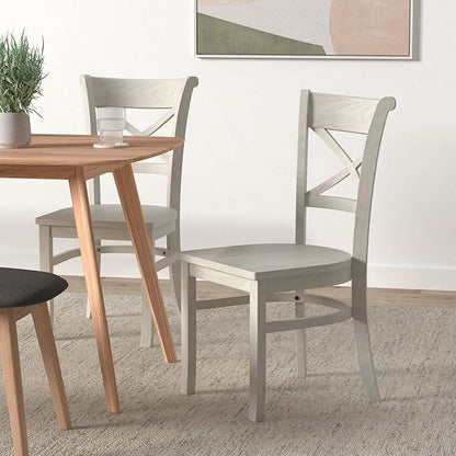 Charlotte X-Back Wooden Chairs, Set of 2, Sturdy Solid Wood Construction, Ideal for Dining Room and Kitchen - Unfinished