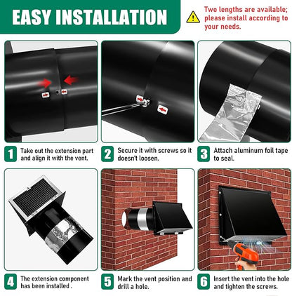 8 Inch Wall Vent Cover with Screen and Damper for Kitchen Range Hood Dryer Duct, Black