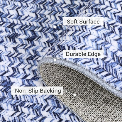 Printed Washable Runner Rug 2x10 Non Slip Bathroom Rugs Modern Soft Bedroom Rug Farmhouse Kitchen Runner Stain Resistant Carpet for Hallway Entryway Rugs 2'x10' Light Blue