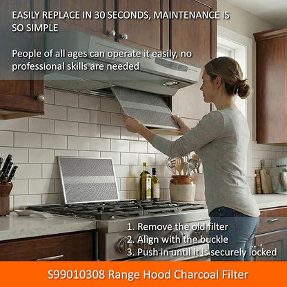 2-Pack S99010308 Range Hood Charcoal Filter 10.8 x 13.3 Inch Non-Ducted Stove Hood Vent Filter Replacement for Bro-an BPSF30 QS/WS series G-e WB02X10707