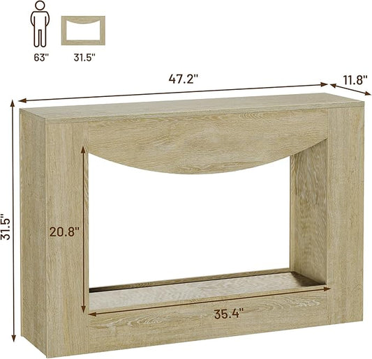 knoworld Farmhouse Console Table, 47 Inches Entryway Console Table with LED Light, Sofa Table Behind Couch, Wooden Accent Entryway Table for Living Room, Hallway