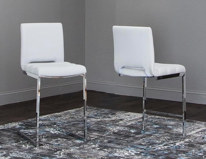 Sunset Trading Delta 24" Upholstered Barstools | Set of 2 Counter Height Stools | S-Shaped Chrome Cantilever Base | Light Gray Padded Upholstery | Dining Room, Home Bar, Pub, Kitchen Island Seating