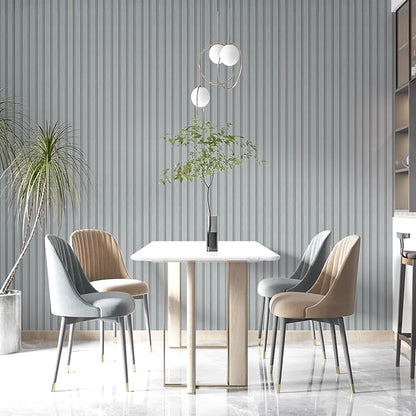 Yun-aeon Wood Slat Peel and Stick Wallpaper 17.3"x 120" Light Grey Wood Grating Stripe Contact Paper Removable Faux Wood Panels Wallpaper Self Adhesive Waterproof Vinyl Wall Paper for Bedroom Kitchen