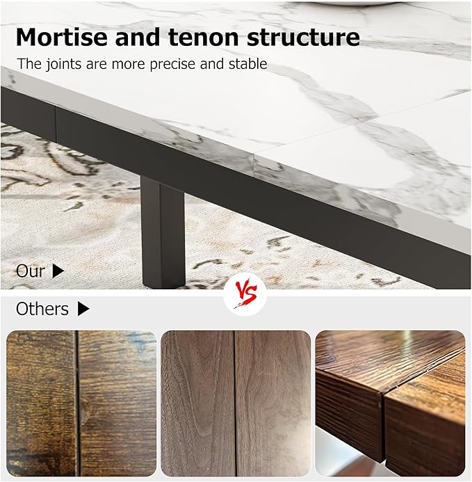 IDEALHOUSE 79 Inch Industrial Dining Table for 4-6 Person Rectangle Kitchen Table with Metal Legs,Round Corners, Writing Desk, for Modern Farmhouse, for Kitchen, Dining Room,Quick Assembly,Wood
