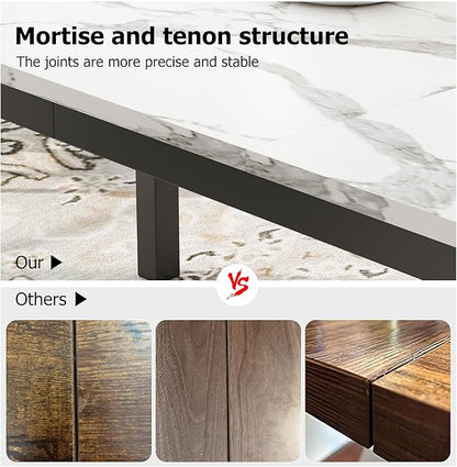 IDEALHOUSE 79 Inch Industrial Dining Table for 4-6 Person Rectangle Kitchen Table with Metal Legs,Round Corners, Writing Desk, for Modern Farmhouse, for Kitchen, Dining Room,Quick Assembly,Wood