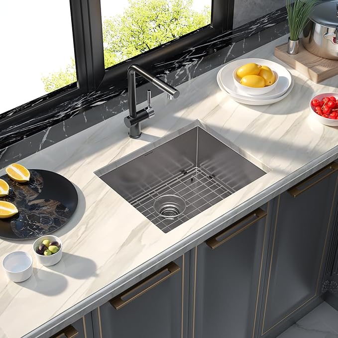 MENSARJOR 22 x 18 Inch Undermount Sink, 16 Gauge Stainless Steel, Handmade for Kitchen, Bar, or Outdoor Use