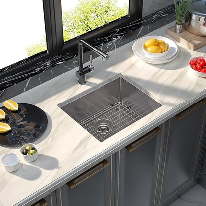 MENSARJOR 22 x 18 Inch Undermount Sink, 16 Gauge Stainless Steel, Handmade for Kitchen, Bar, or Outdoor Use